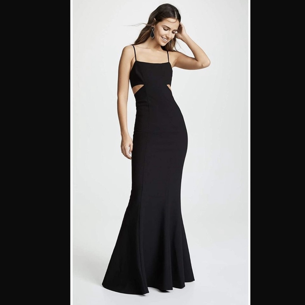 NEW WITH TAGS LIKELY black gown with cutouts